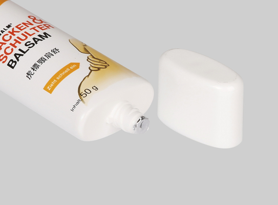 Liquid Foundation Custom Cosmetic Tubes Plastic D35mm 35-100ml With Bright White Surface Super Flat Cover Oval Tube
