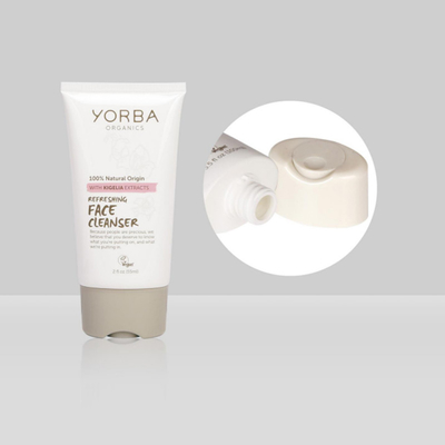 Custom Cosmetic Tubes D40mm 60-120ml Plastic Facial Cleanser Tube With Press Cap Oval Flat Tube